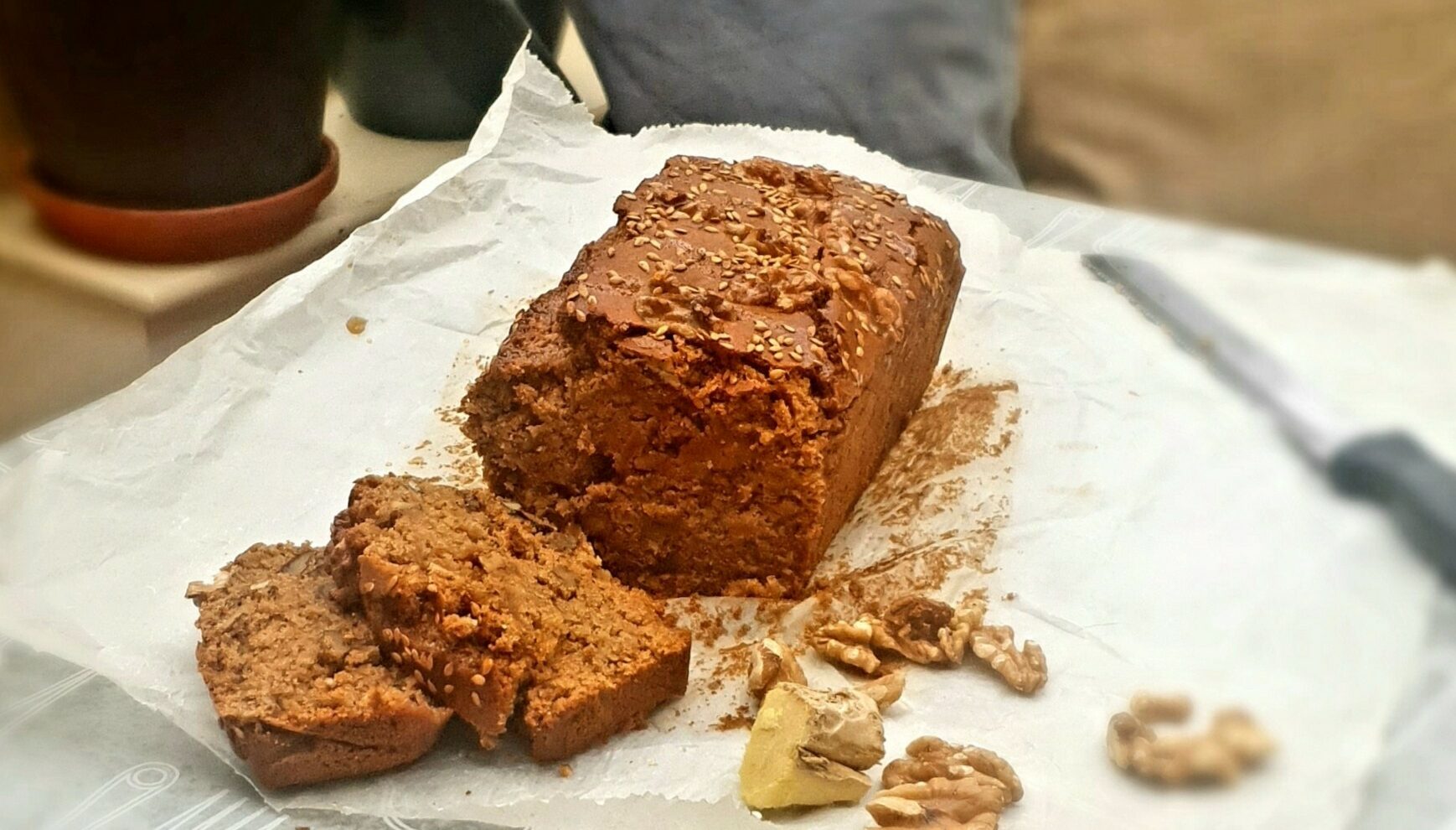 The ultimate vegan spiced ginger & walnut loaf with a maple glaze