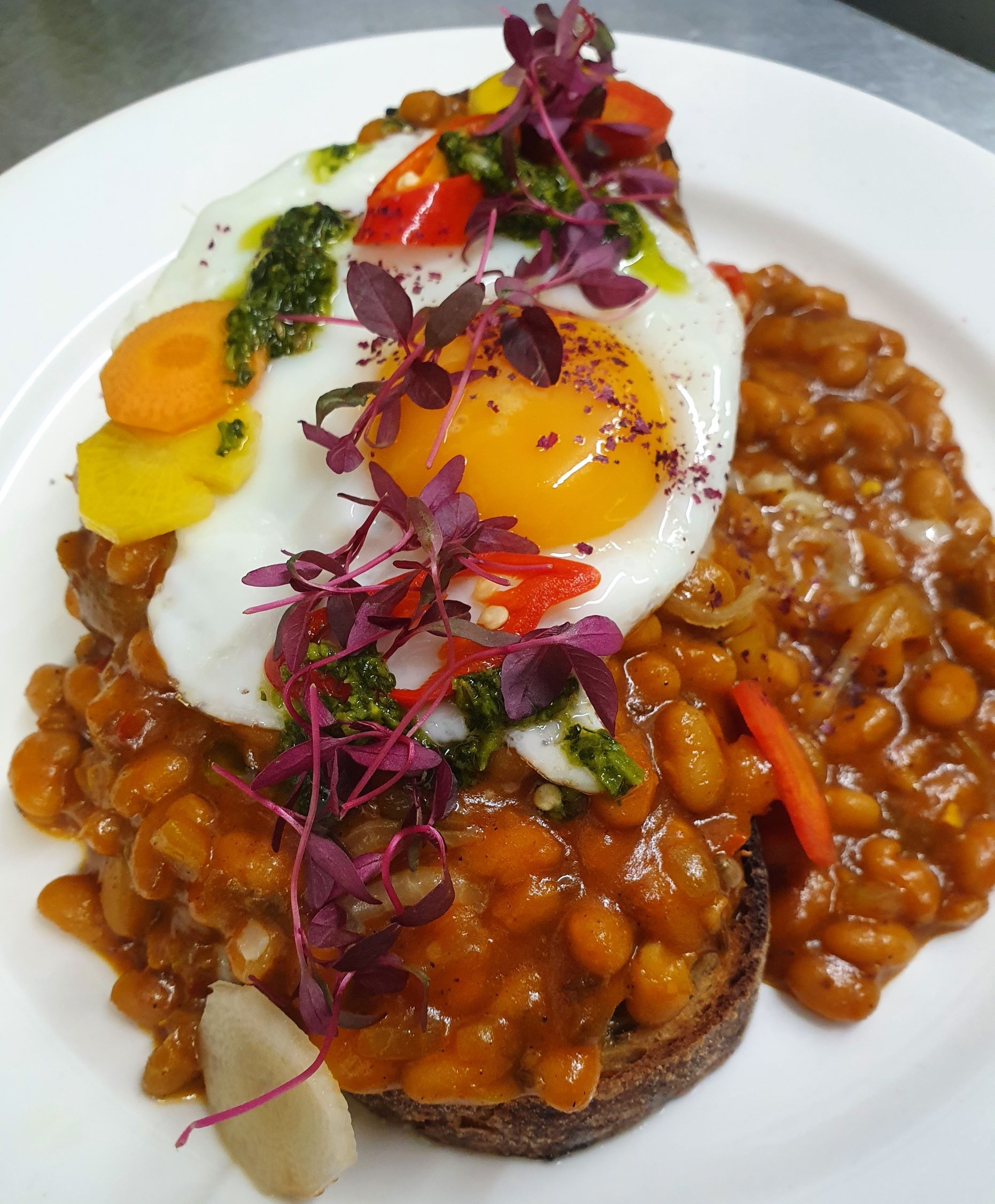 Masala Beans on Toast with a Fried Egg