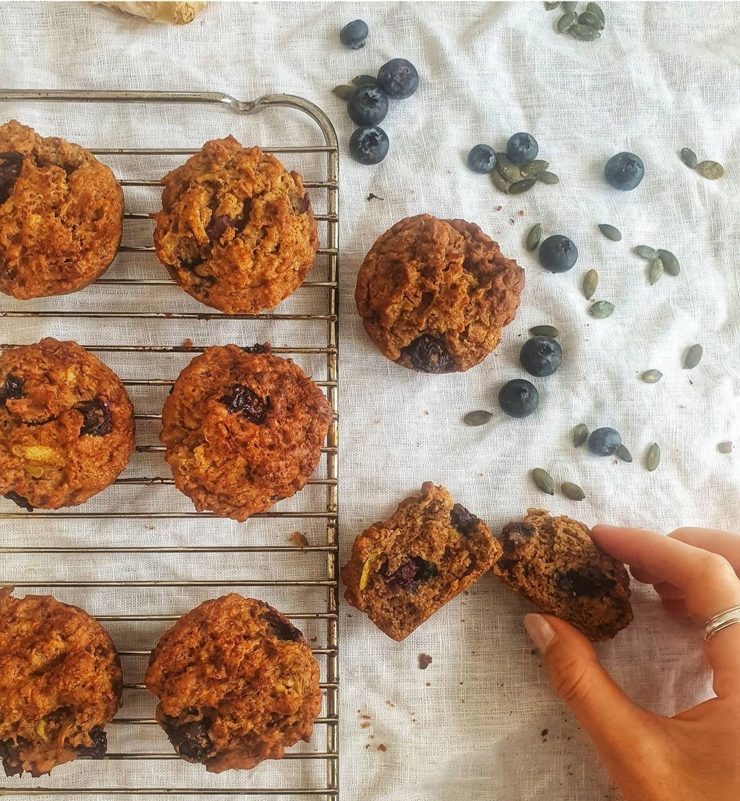 Apple, Ginger & Blueberry Breakfast Muffins With Buckwheat