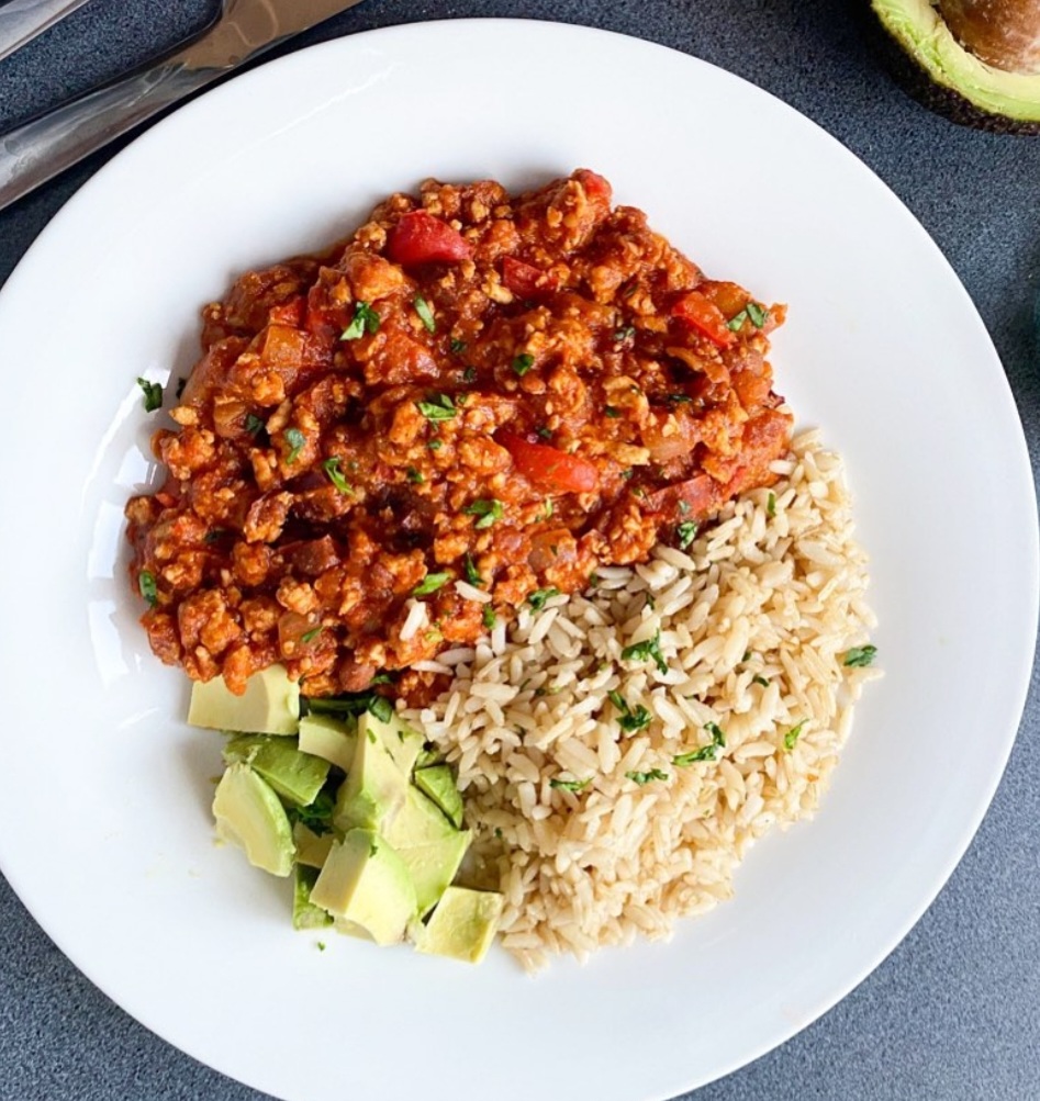 Turkey Chilli With Brown Rice, Avocado, Live Yoghurt & Coriander