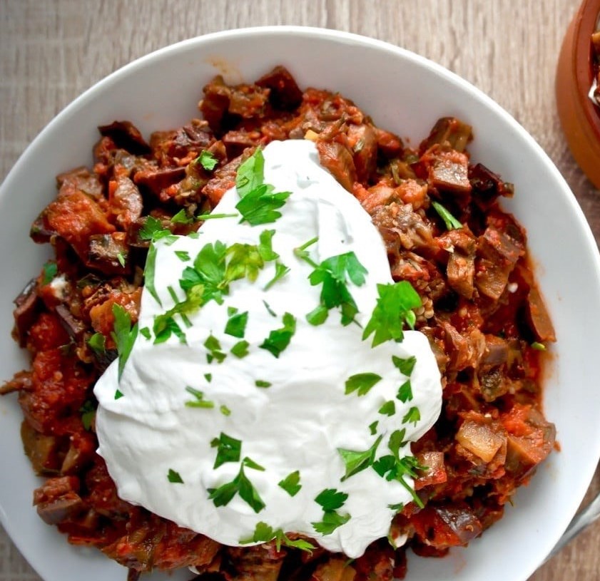 Heart-warming Aubergine, Mushroom, & Tomato Stew￼